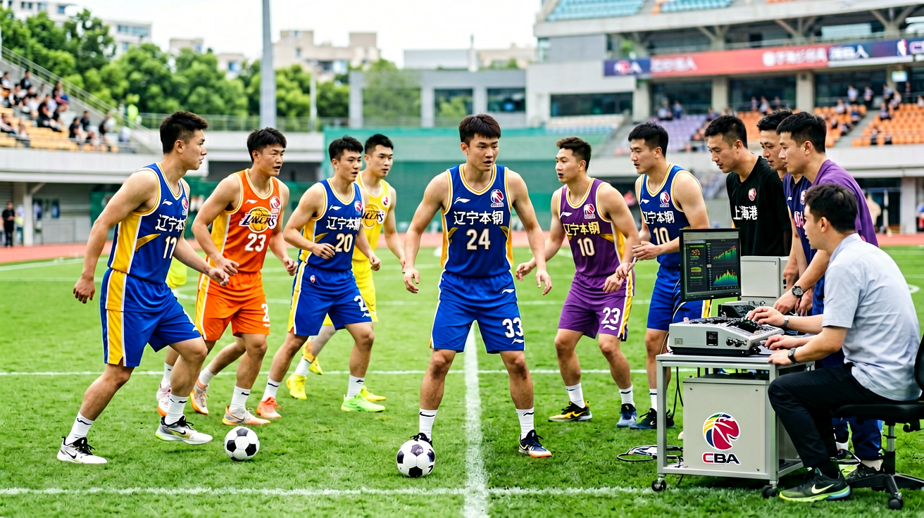 CBA球队训练场上球员进行战术演练